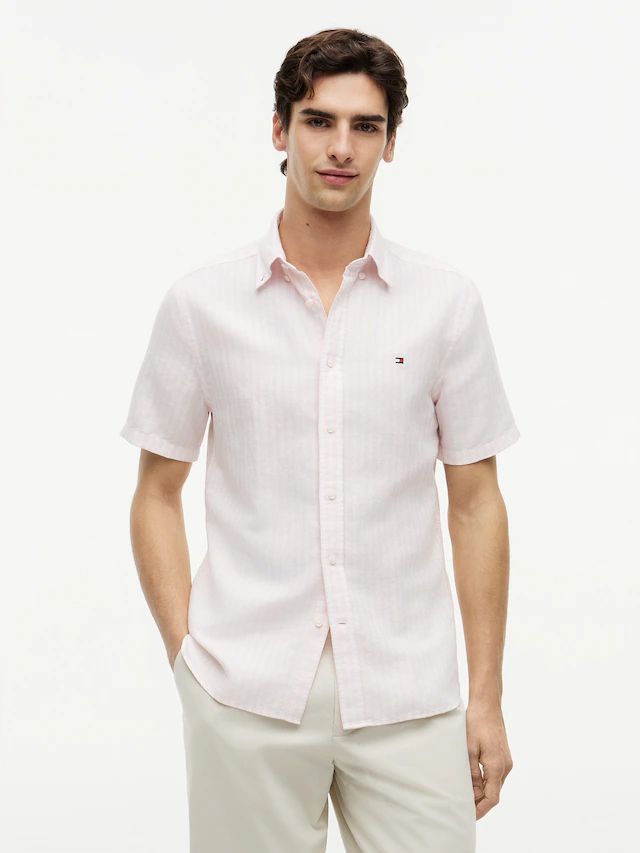 Tommy Hilfiger Kurzarmhemd »LINEN BLEND BENGAL STP SS RF SHT« Regular Fit aus Leinenmix mit Bengalstreifen