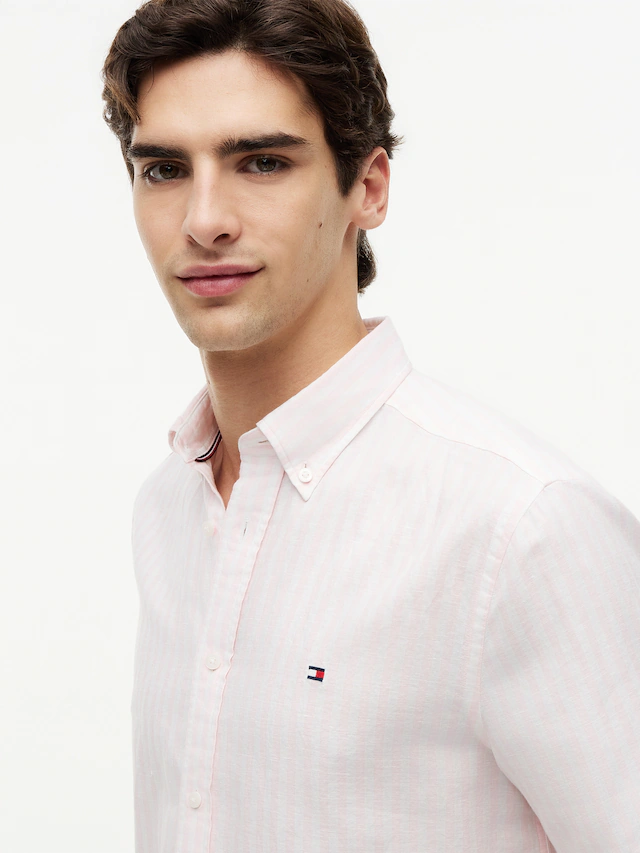 Tommy Hilfiger Kurzarmhemd »LINEN BLEND BENGAL STP SS RF SHT« Regular Fit aus Leinenmix mit Bengalstreifen
