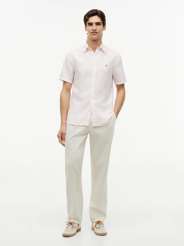 Tommy Hilfiger Kurzarmhemd »LINEN BLEND BENGAL STP SS RF SHT« Regular Fit aus Leinenmix mit Bengalstreifen