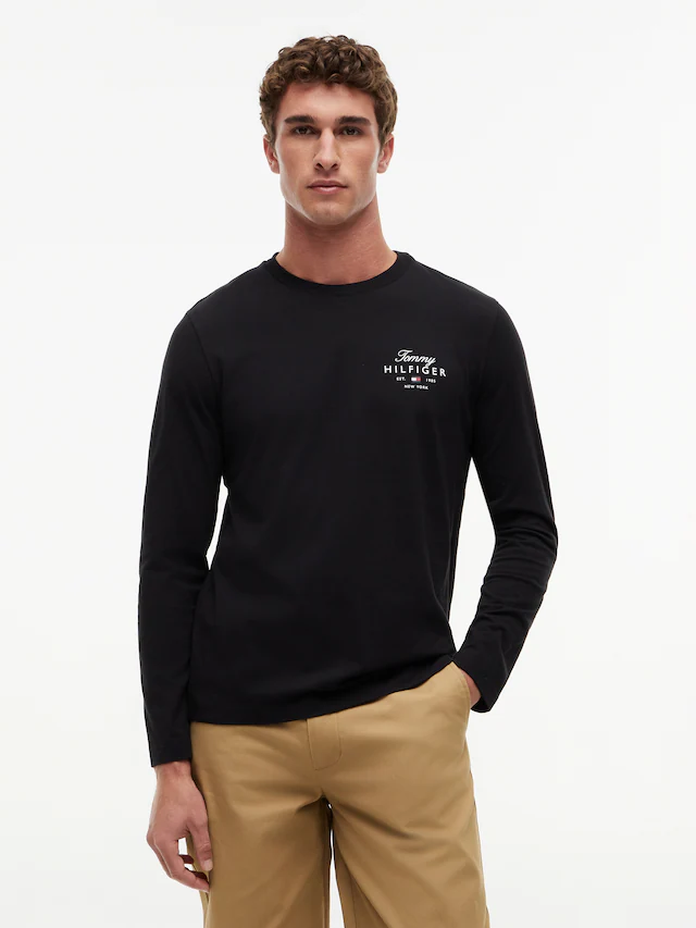Tommy Hilfiger Langarmshirt »SCRIPT STACK LS REGULAR TEE«