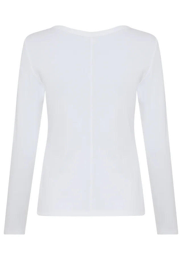 Calvin Klein Jeans Langarmshirt »WOVEN LABEL BABY RIB BUTTON« Figurbetonte Passform mit V-Ausschnitt