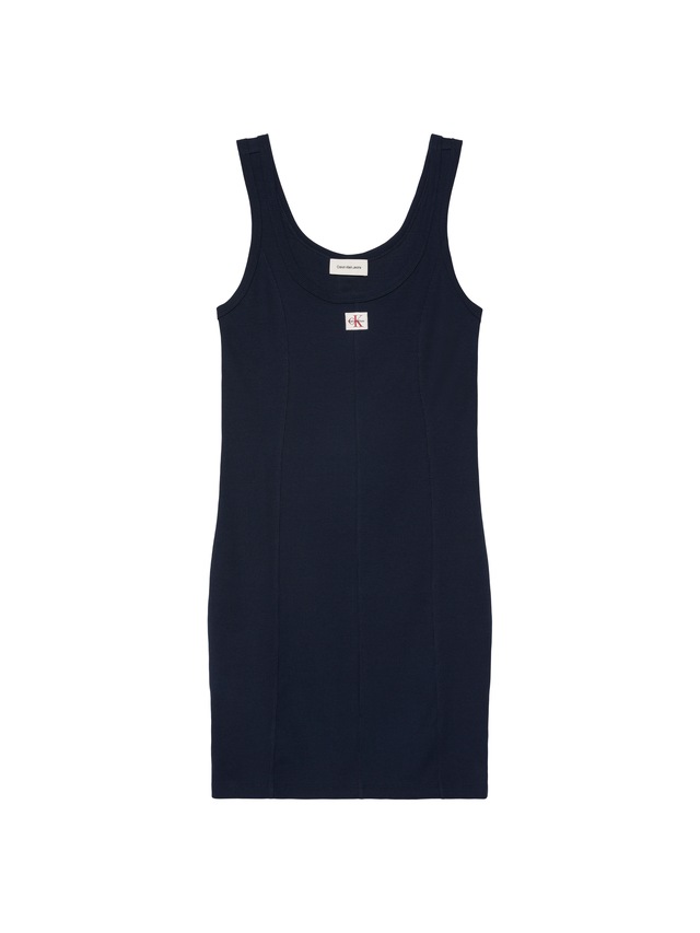 Calvin Klein Jeans Minikleid »WOVEN LABEL BABY RIB MINI« Ohne Tasche Figurbetonte Passform mit Rundhalsausschnitt