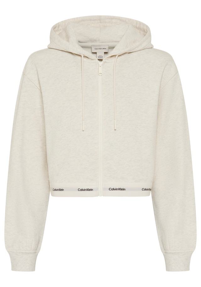 Calvin Klein Jeans Kapuzensweatjacke »LOGO WAIST CROPPED« mit Kapuze, kurze From, Logoschriftzug am Bund