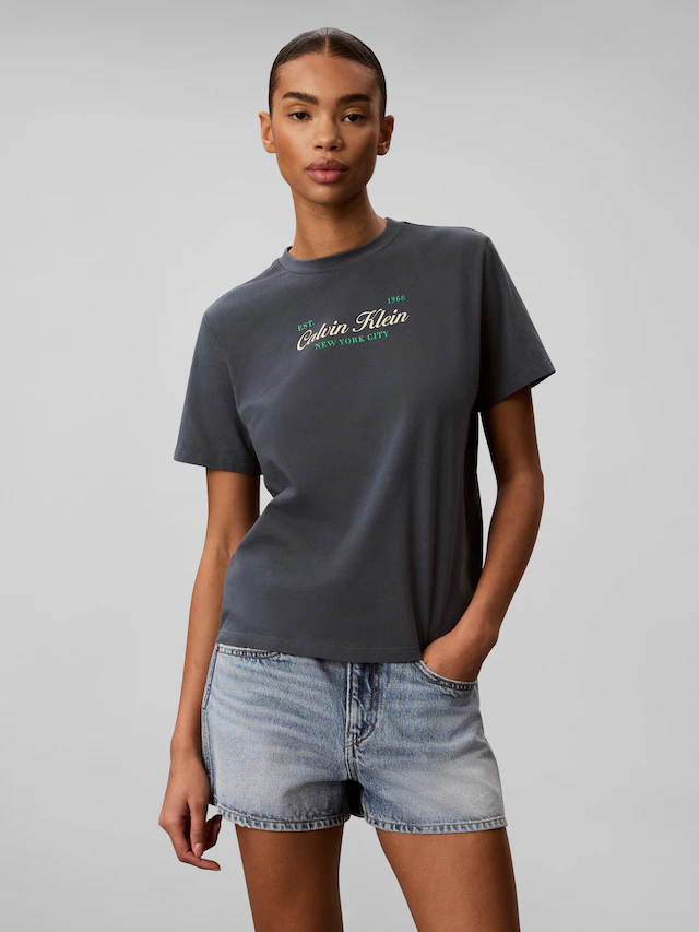 Calvin Klein Jeans T-Shirt Rundhalsausschnitt, Regular Fit, reine Baumwolle