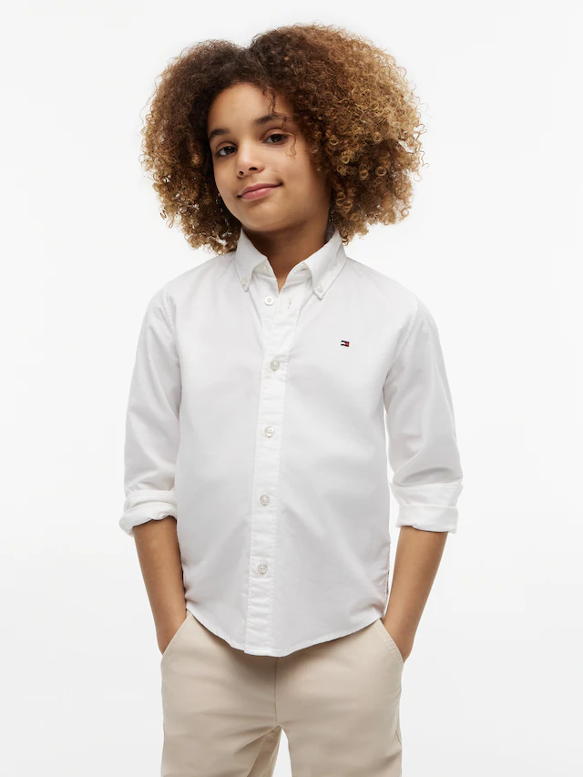 Tommy Hilfiger Langarmhemd »FLAG OXFORD SHIRT« Kinder bis 16 Jahre mit Button-Down-Kragen