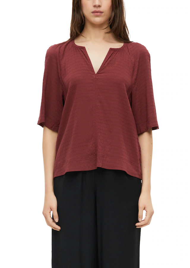 s.Oliver Schlupfbluse 3/4 Arm Bluse mit Splitneck