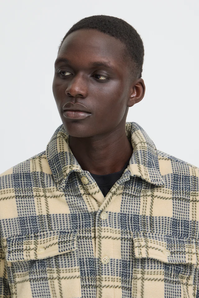 Blend Langarmhemd »BHBAKI SHIRT CHECK« Kunstfaser, regular fit
