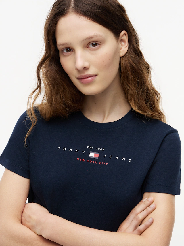 Tommy Jeans Kurzarmshirt »TJW REG US LINEAR SS TEE« Baumwollmischung, regular fit, Logo