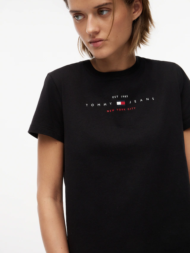 Tommy Jeans Kurzarmshirt »TJW REG US LINEAR SS TEE« Baumwollmischung, regular fit, Logo