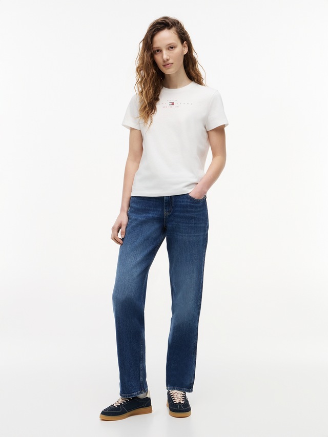 Tommy Jeans Kurzarmshirt »TJW REG US LINEAR SS TEE« Baumwollmischung, regular fit, Logo