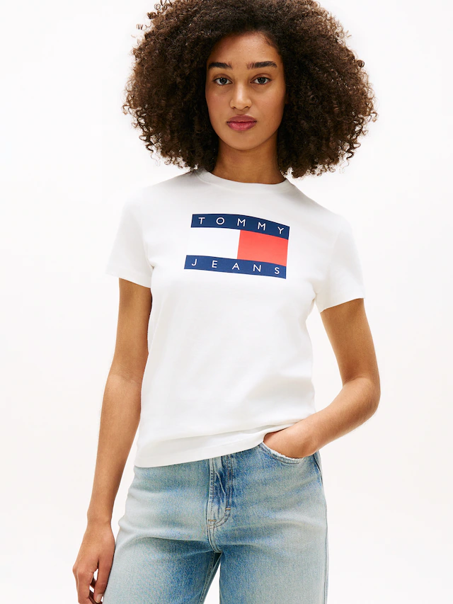 Tommy Jeans Kurzarmshirt »TJW REG TJ FLAG SS TEE« Baumwolle, Logodruck, regular fit