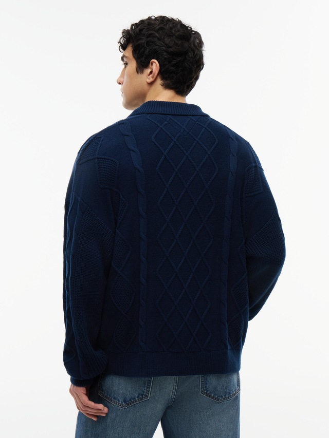 Tommy Jeans Cardigan »RELAXED STRIPE CABLE BUTTONUP« Relaxed fit mit Zopfstrickmuster