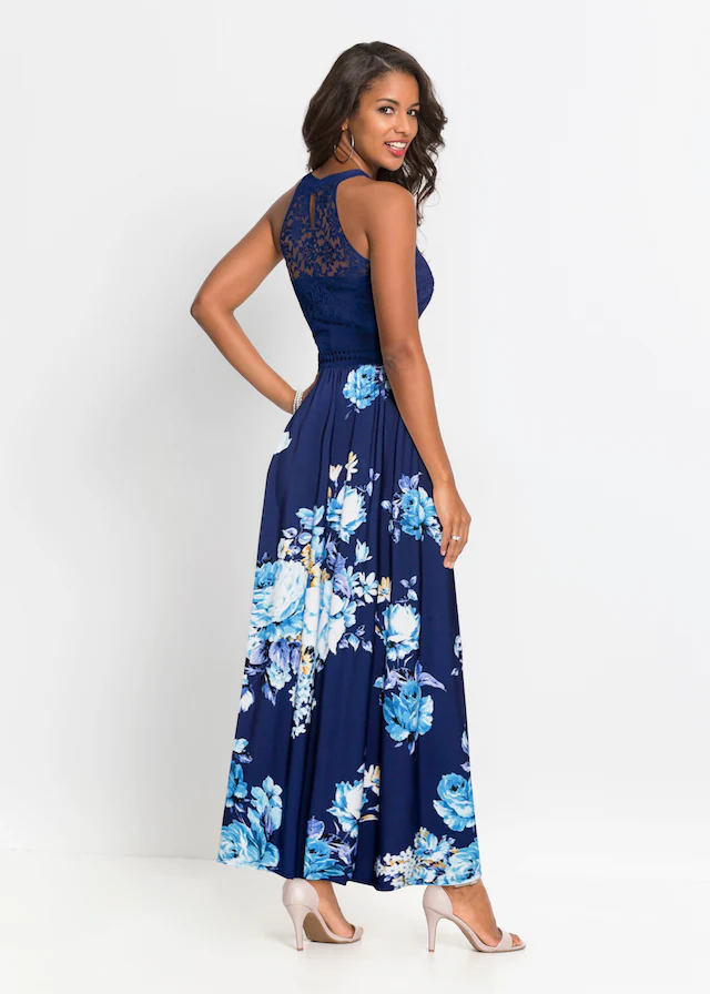 bonprix Jerseykleid für einen romantischen Look, amerikanischer Ausschnitt