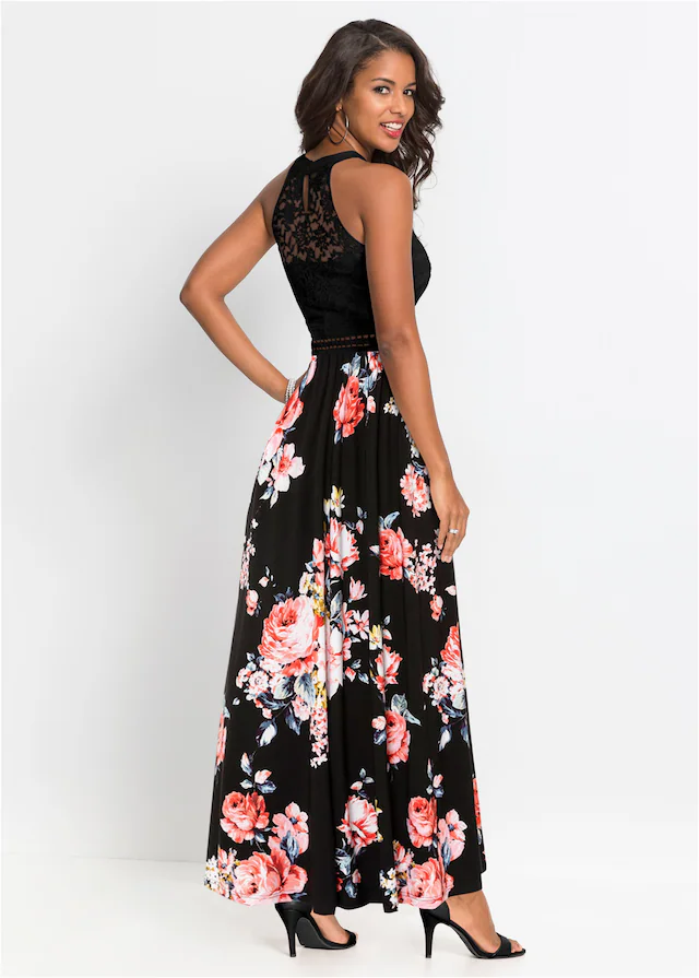 bonprix Jerseykleid für einen romantischen Look, amerikanischer Ausschnitt