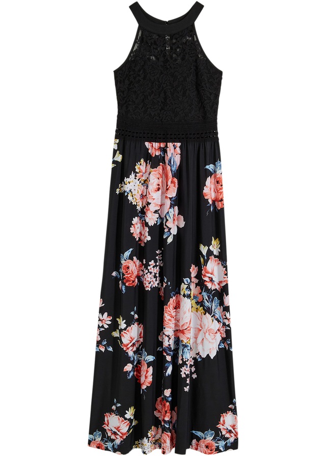 bonprix Jerseykleid für einen romantischen Look, amerikanischer Ausschnitt