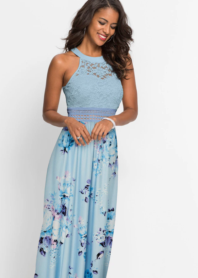 bonprix Jerseykleid für einen romantischen Look, amerikanischer Ausschnitt