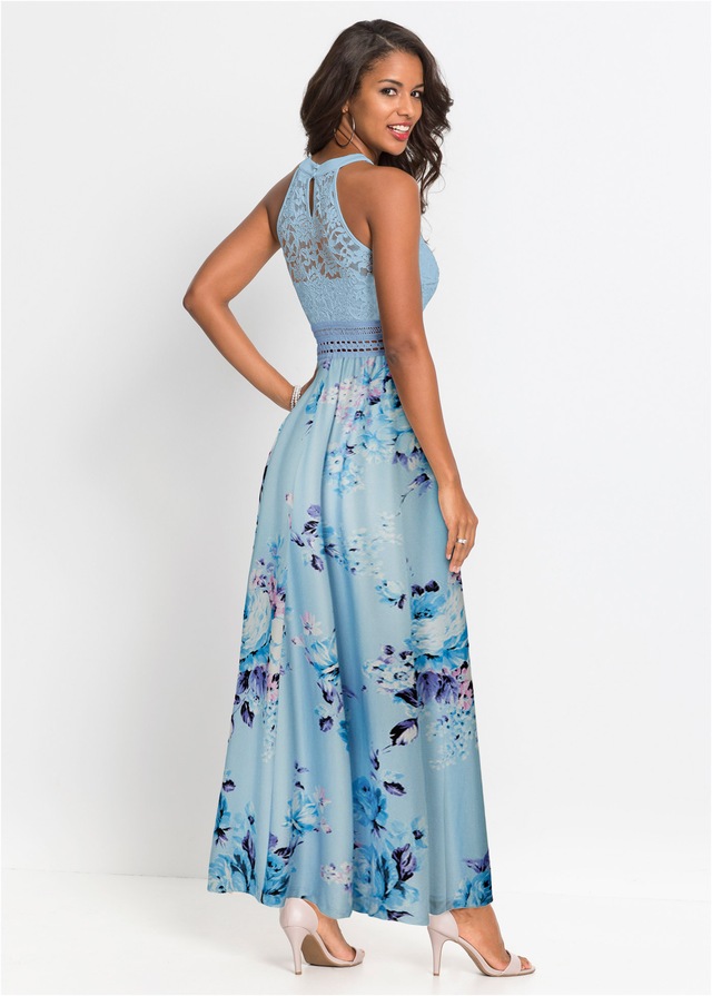 bonprix Jerseykleid für einen romantischen Look, amerikanischer Ausschnitt