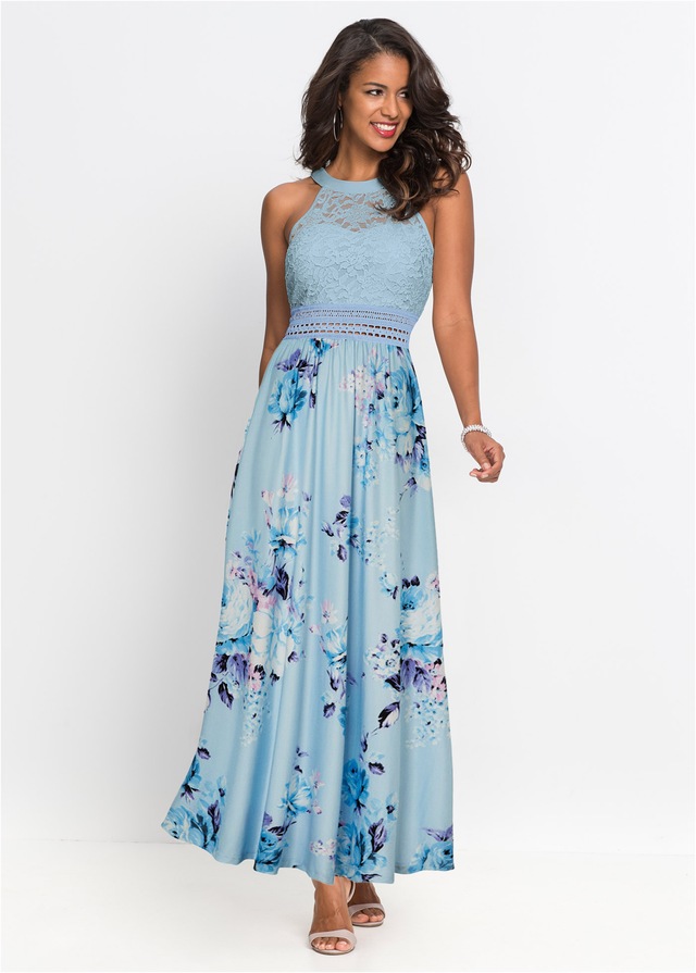 bonprix Jerseykleid für einen romantischen Look, amerikanischer Ausschnitt