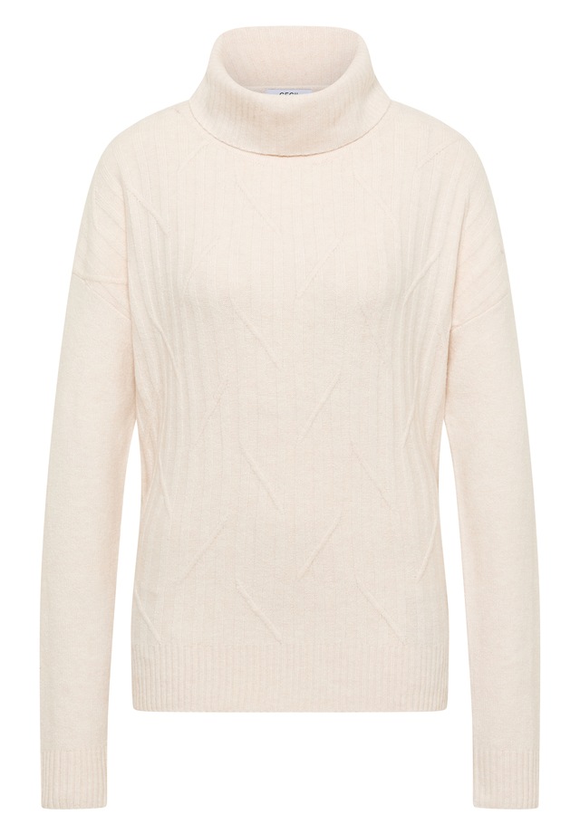 Cecil Rollkragenpullover mit Strick-Muster und Umlegekragen