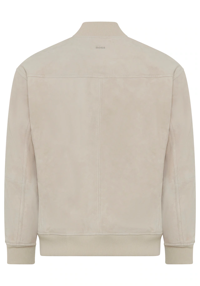 BOSS ORANGE Lederjacke »Jonorve« Weiches Ziegenveloursleder, Relaxed Fit, Rippstrickbündchen