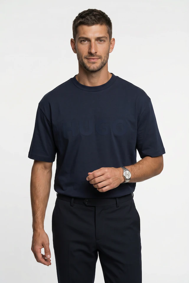 HUGO T-Shirt »Dinkee« Oversized-Fit, reine Baumwolle, Logo-Druck