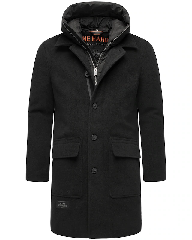 Stone Harbour Trenchcoat »Thiagoo XX« Kurzmantel in Wollmantel-Optik mit herausnehmbaren Inlay
