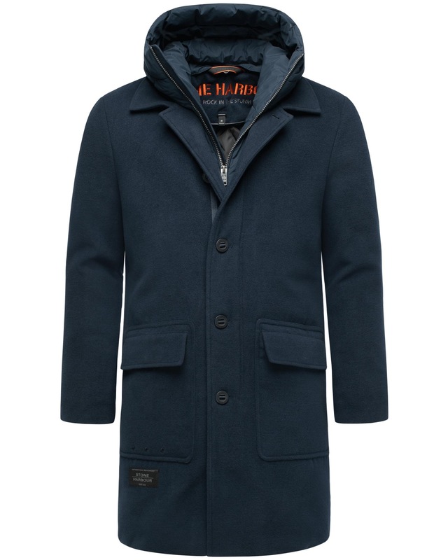 Stone Harbour Trenchcoat »Thiagoo XX« Kurzmantel in Wollmantel-Optik mit herausnehmbaren Inlay