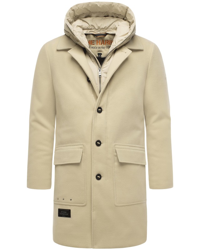 Stone Harbour Trenchcoat »Thiagoo XX« Kurzmantel in Wollmantel-Optik mit herausnehmbaren Inlay