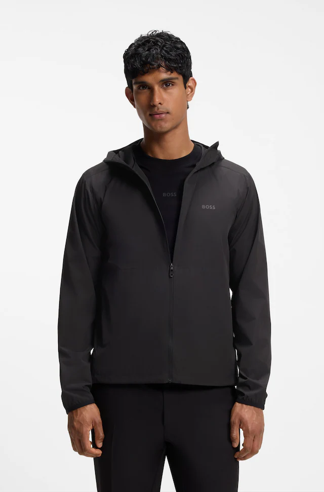 BOSS GREEN Windbreaker mit Kapuze Regular Fit, Superleichte Qualität, Packfunktion innen in der Kapuze