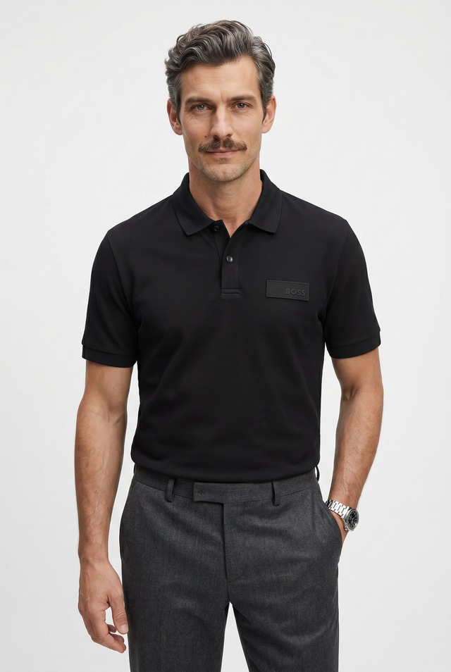 BOSS GREEN Poloshirt »Paddy Logo Patch Regular Fit« atmungsaktive Piqué-Webstruktur, Flachstrickkragen, gerader Schnitt