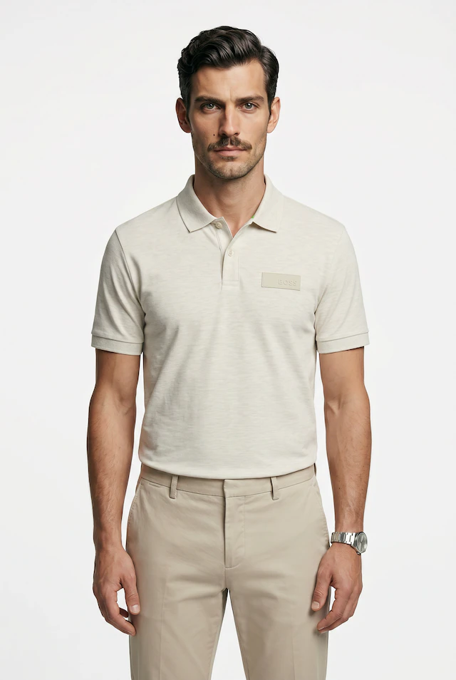 BOSS GREEN Poloshirt »Paddy Logo Patch Regular Fit« atmungsaktive Piqué-Webstruktur, Flachstrickkragen, gerader Schnitt