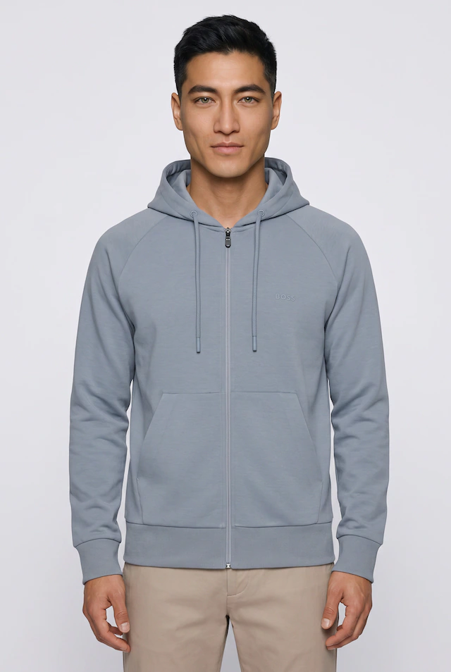 BOSS GREEN Kapuzensweatjacke »Saggy« Regular Fit, Kängurutasche, Baumwollmischung
