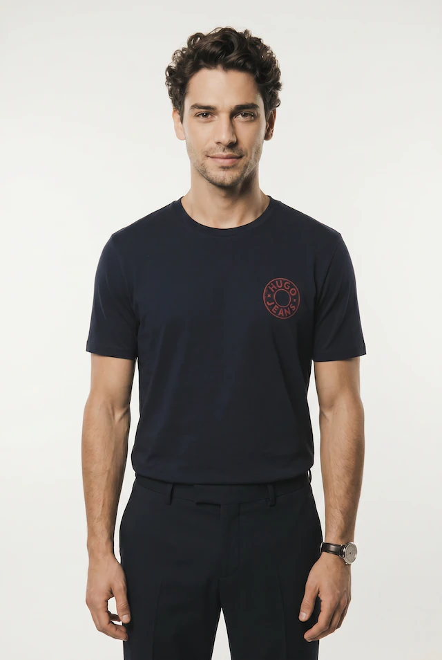 HUGO T-Shirt »Nemodo« Rundhalsausschnitt, reine Baumwolle, Brustdruck
