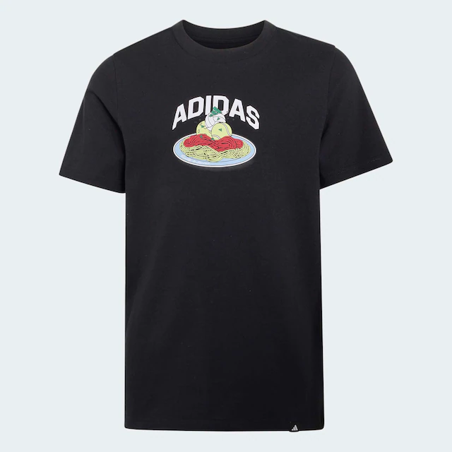 adidas Sportswear T-Shirt »PASTA GRAPHIC JUNIOR« mit auffälligem Grafikprint zum Thema Essen, aus Baumwolle, für Kinder
