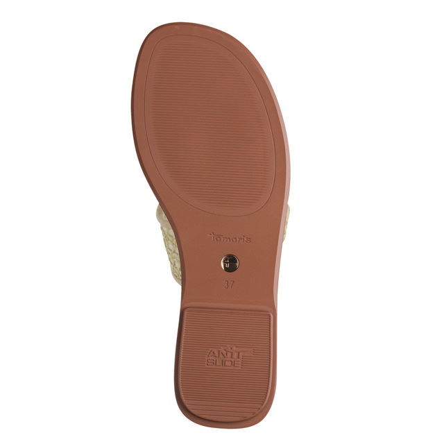 Tamaris Pantolette Sommerschuh, Schlüpfschuh, Flat mit Baststickerei