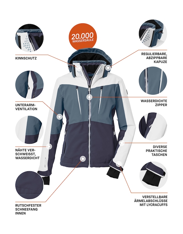 Killtec Skijacke »KSW 43 WMN SKI JCKT« Hochfunktionale Skijacke, wasserdicht, atmungsaktiv, 4-Wege-Stretch