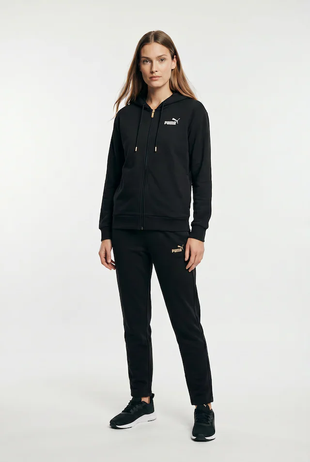 PUMA Trainingsanzug »METALLIC HOODED STANDARD SWEAT SUIT FL OP« 2 mit Kapuze, in weicher Fleece-Qualität