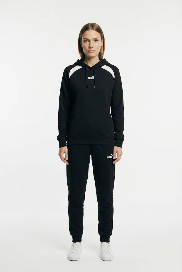 PUMA Trainingsanzug »HOODED SWEAT SUIT FL CL« 2 zweiteiliges Set, mit Kapuze, aus Baumwolle und Polyester, Regular Fit