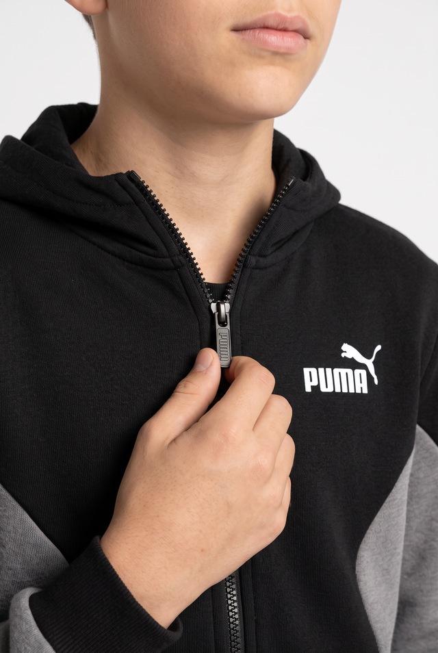 PUMA Trainingsanzug »ESS BLOCK FULL-ZIP SWEAT SUIT B« 2 2-teiliges Set, mit Reißverschluss am Oberteil, Regular Fit
