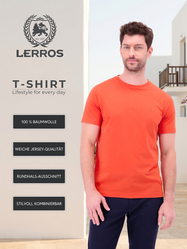 LERROS T-Shirt »T-Shirt mit Rundhalsausschnitt« Herren Shirt aus 100% Baumwolle, einfarbig, Jersey-Qualität