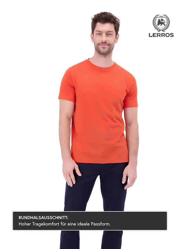 LERROS T-Shirt »T-Shirt mit Rundhalsausschnitt« Herren Shirt aus 100% Baumwolle, einfarbig, Jersey-Qualität