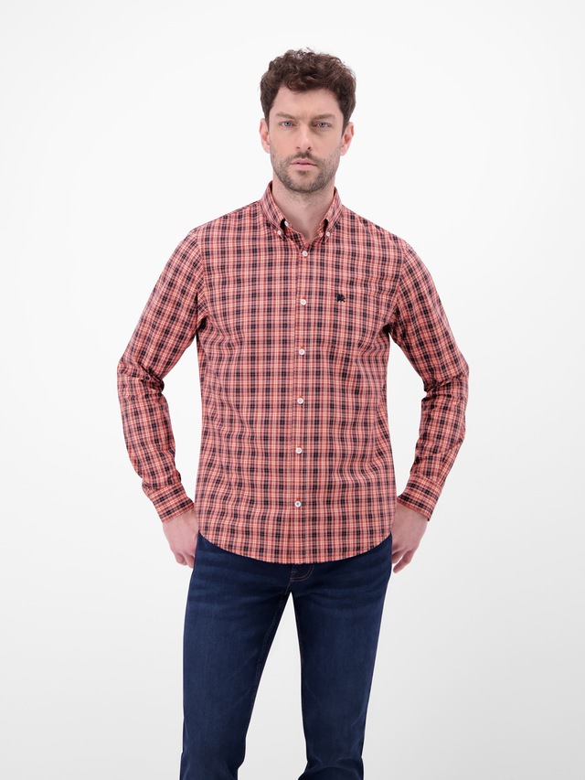 LERROS Langarmhemd »Karohemd mit Button-Down-Kragen«
