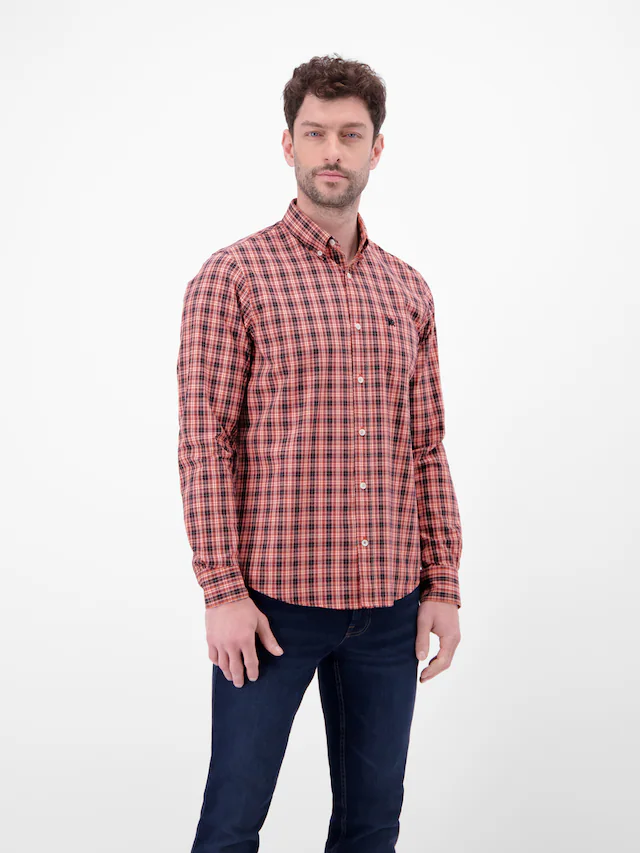LERROS Langarmhemd »Karohemd mit Button-Down-Kragen«