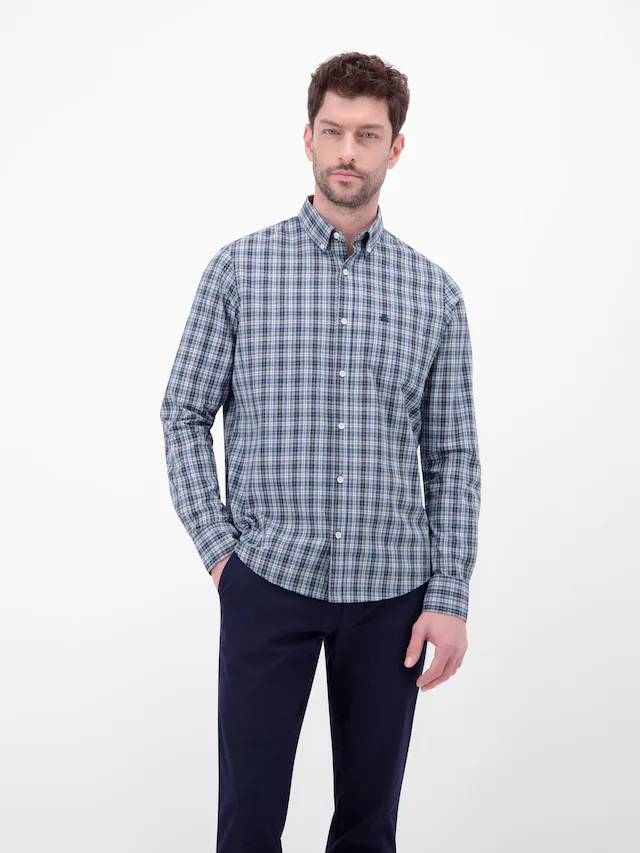 LERROS Langarmhemd »Karohemd mit Button-Down-Kragen«