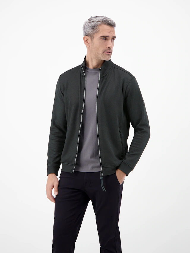 LERROS Sweatjacke »Sweatjacke aus Baumwollmischgewebe« Jacke im Baumwollmix mit Reißverschluss, Stehkragen und Seitentaschen
