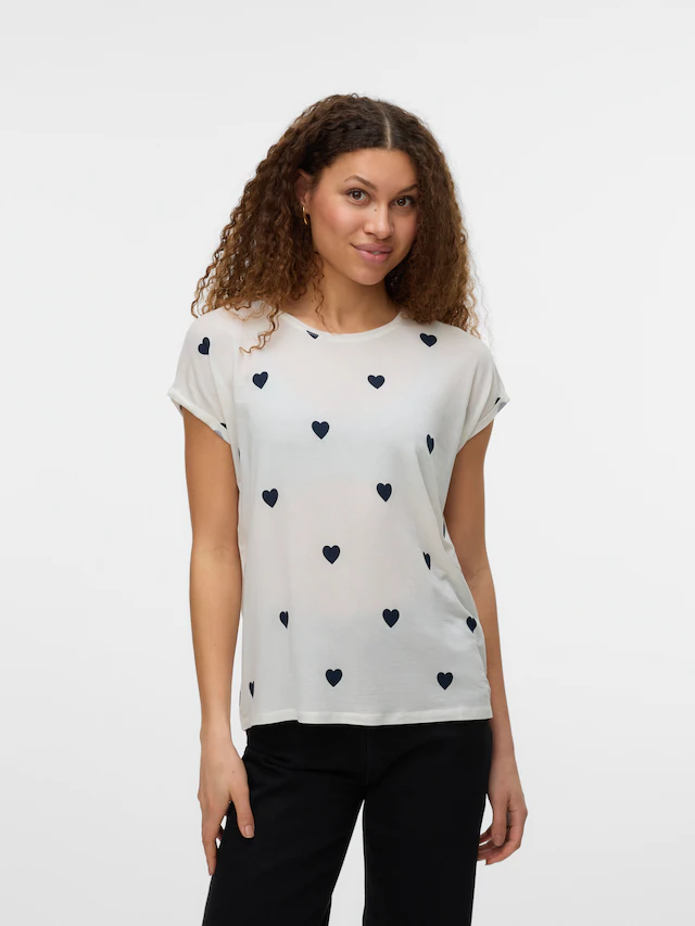 Vero Moda Kurzarmshirt »VMAVA SS TOP MULTI AOP NOOS« Materialmix, regular fit