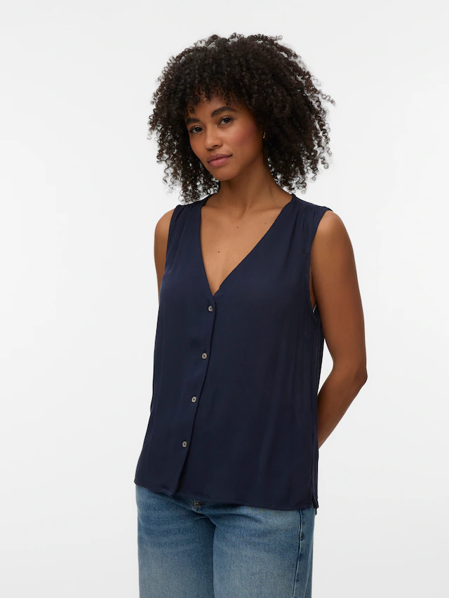 Vero Moda Shirttop »VMMENNY SL V-NECK TOP WVN GA« Viskose, regular fit