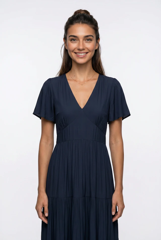 Vero Moda Sommerkleid »VMMENNY SS 7/8 V-NECK DRESS WVN GA« Viskose