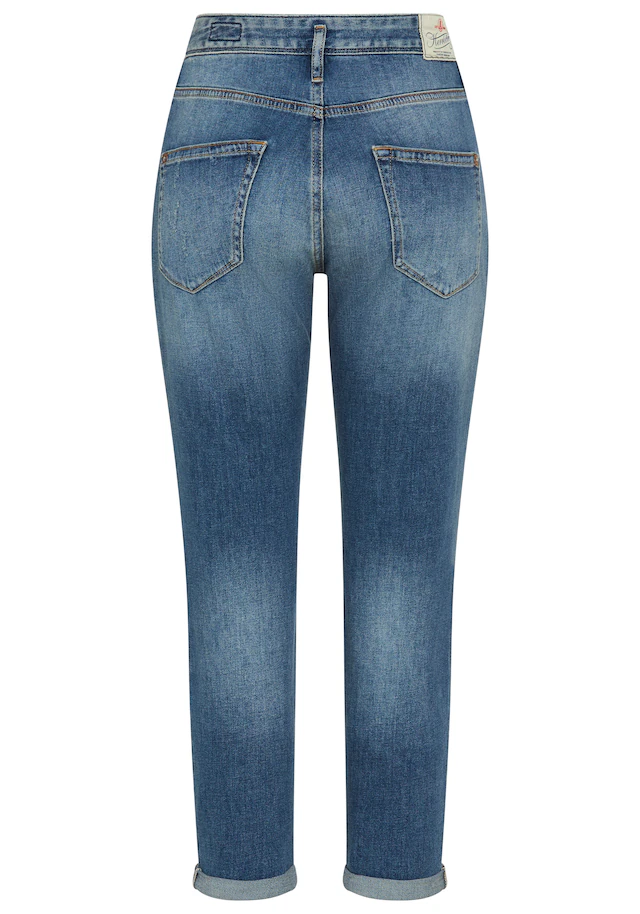 Herrlicher Boyfriend-Jeans »Shyra Cropped Denim Stretch« mit Abnähern, Umschlagsaum
