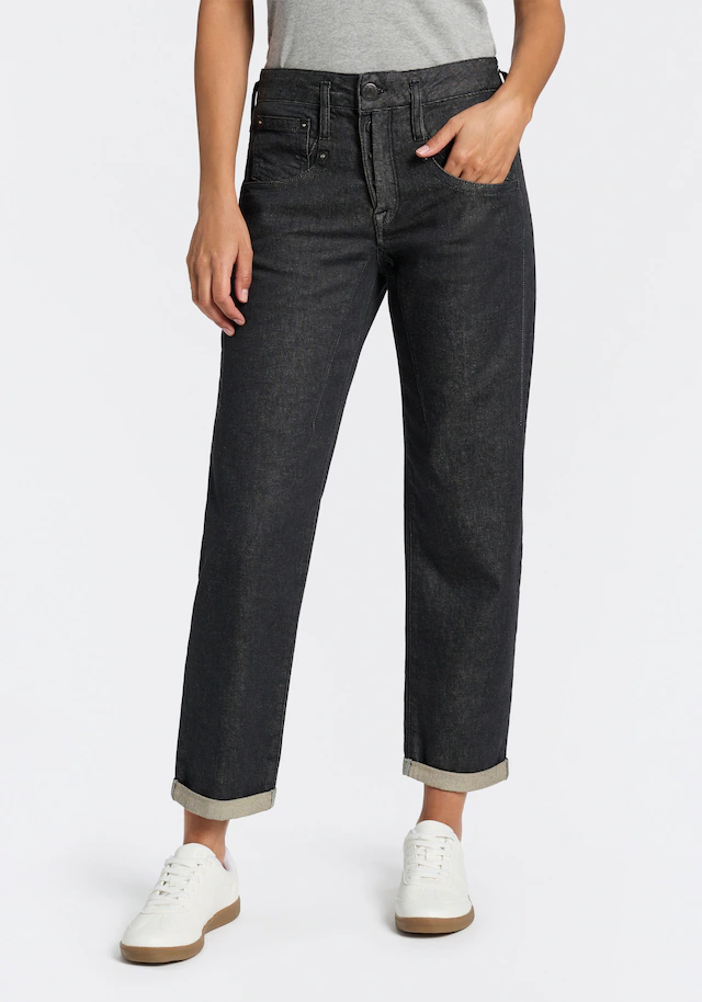 Herrlicher Boyfriend-Jeans »Shyra Tap Denim Grey Light Stretch« High Waist mit Umschlagsaum
